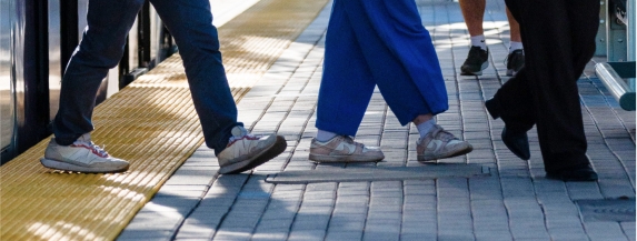 Walking on the light rail platform